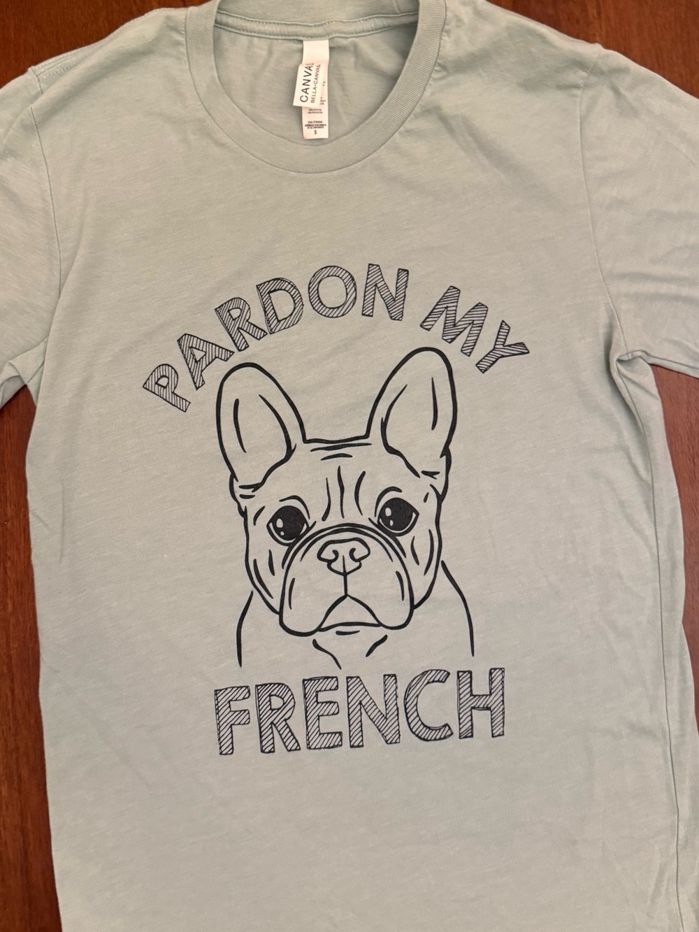 Bella Canvas Light Sage Dog T-Shirt with Frenchie Graphic